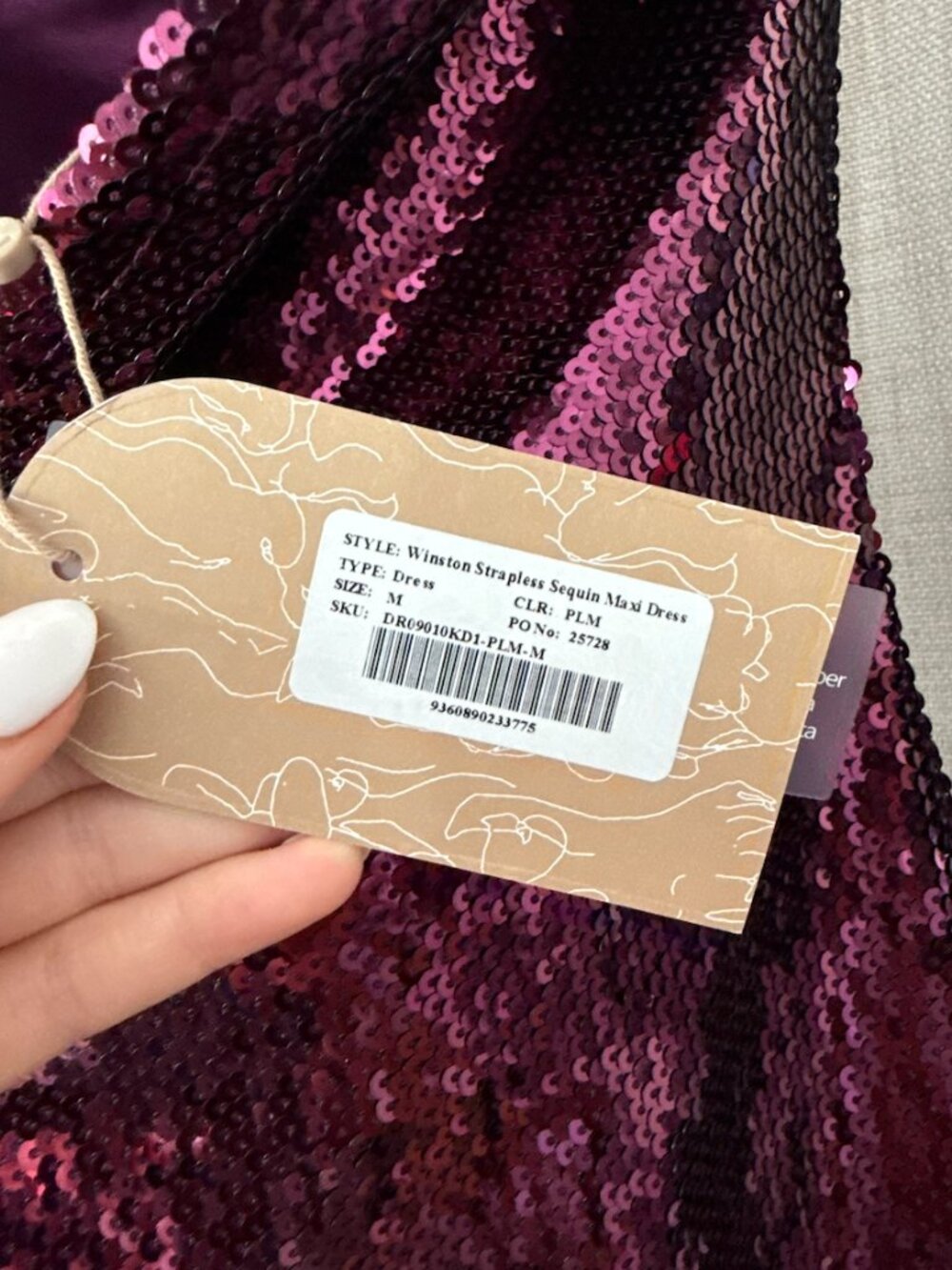 Meshki Winston Strapless Sequin Maxi Dress Plum Size S NWT - Picture 6 of 6